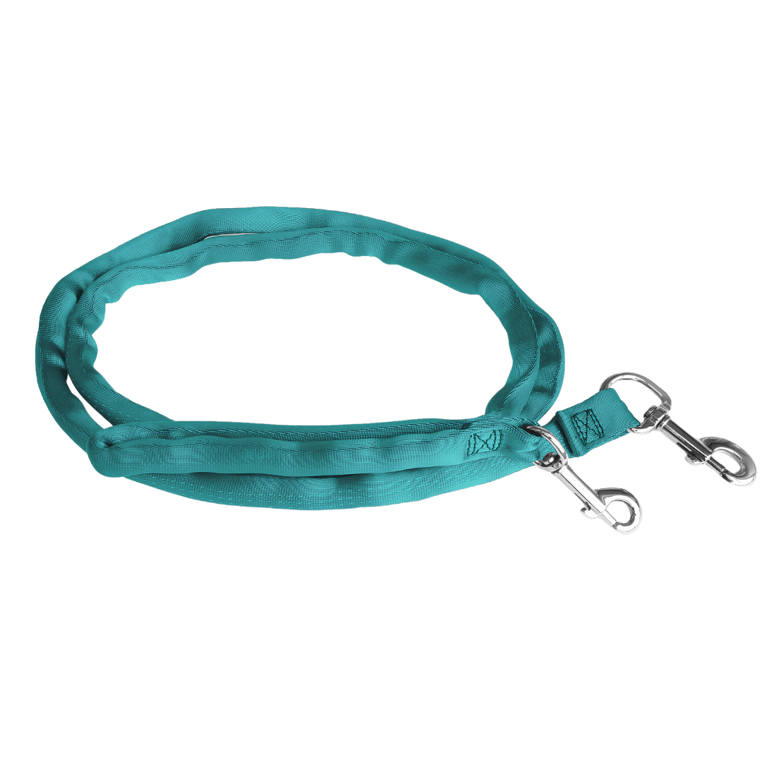 Teal-LuvMyLeash,6-10 ft option,Leash Harness-Stops Pulling,6 oz.,Padded,2 Snaps,8 in 1 ,U.S.A.