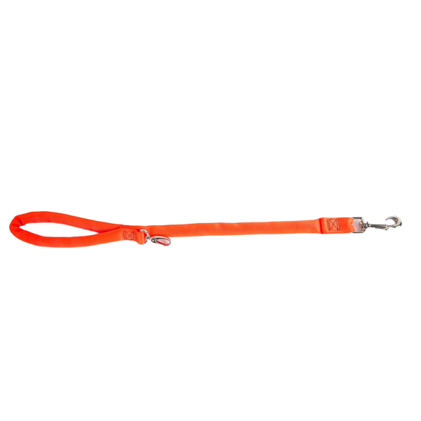 Orange-Luv My Leash, 1-12 Foot option, Lightweight, Padded,Dual Snap, 5 Leashes in 1, Made in U.S.A.
