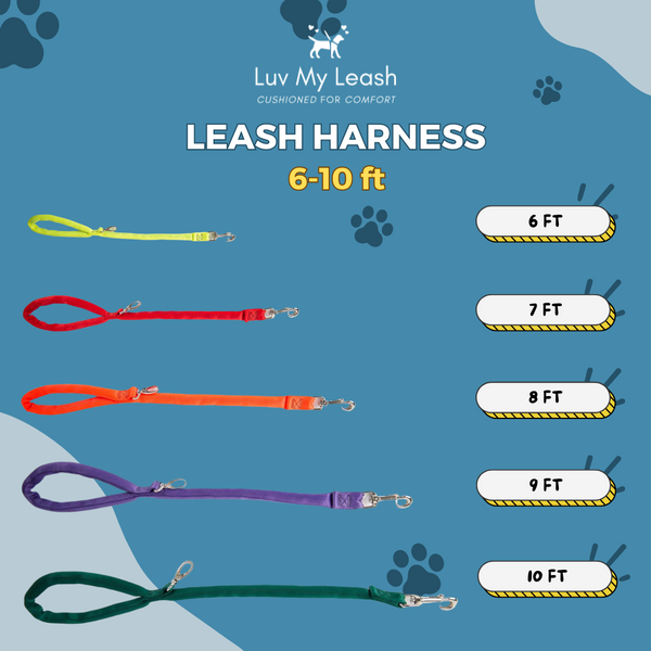 Purple-LuvMyLeash 6-10 ft option Leash Harness Stops Pulling  6oz. Padded 2 Snaps 8 in 1 ,U.S.A.